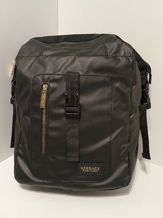 Versace Black Gold Greek Key Backpack Travel Bag main image 8